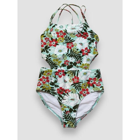 Kanu Surf Other - Kanu Surf Girls Beach Sport Cut-Out 1-Piece Swimsuit Tropical Print Size 14